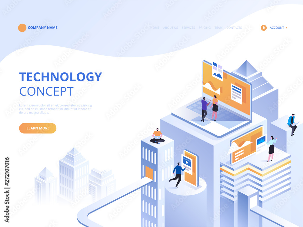 Isometric technology concept. Internet security. Vector illustration