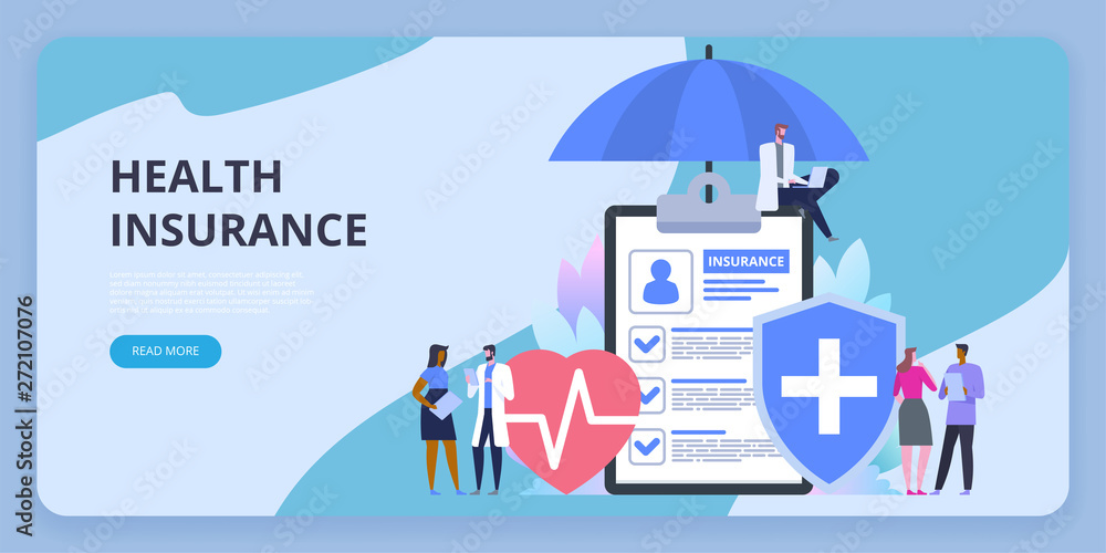 Health insurance protection. Healthcare concept. Vector illustration flat design style