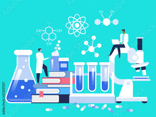 Research laboratory. Scientist working at laboratorium. Man and woman conducting research in a lab.