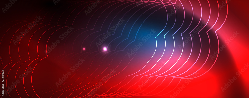 Neon glowing techno lines, hi-tech futuristic abstract background template, vector Neon glowing techno lines, hi-tech futuristic abstract background template, vector