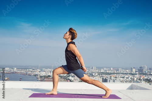 Man practicing advanced yoga. A series of yoga poses. lifestyle concept.