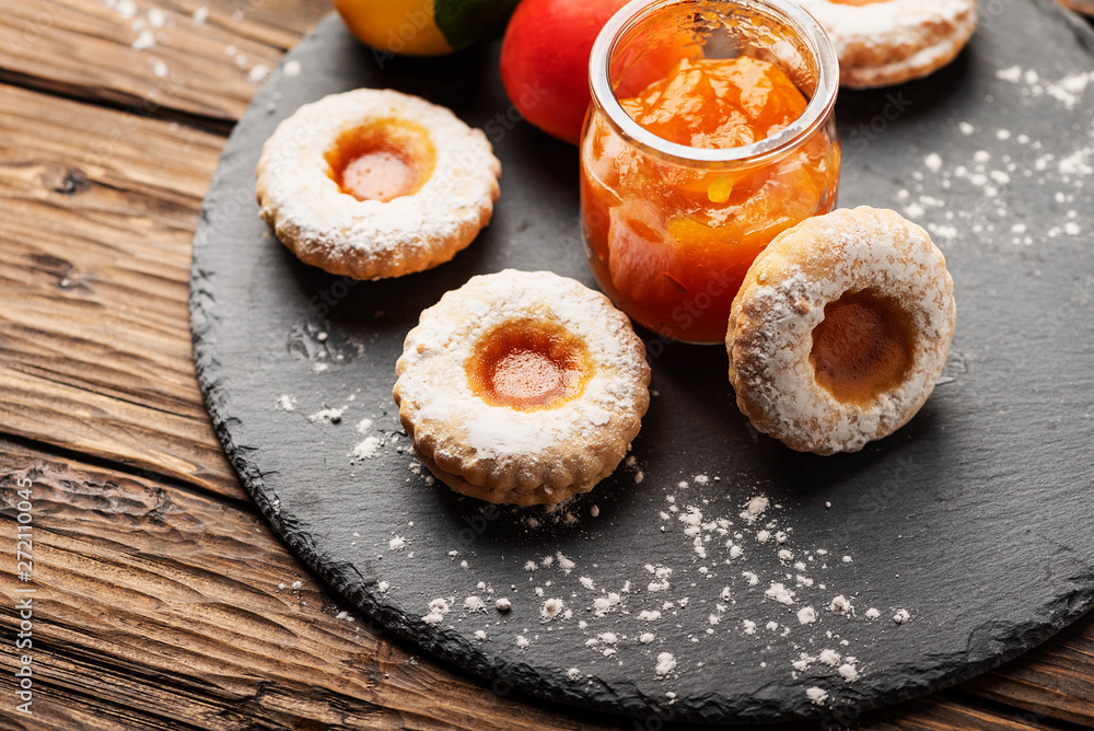 Homemade cookeis with apricot jam