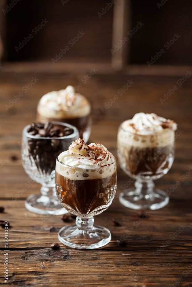coffee cocktail with whipped cream coffee cocktail with whipped cream
