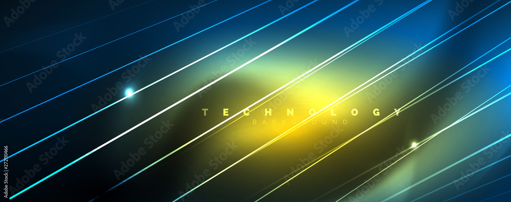 Neon blue glowing lines, magic energy space light concept, abstract background wallpaper design Neon blue glowing lines, magic energy space light concept, abstract background wallpaper design