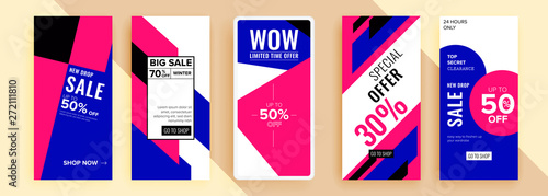 Trendy editable template for social networks stories, vector illustration. Design backgrounds for social media.