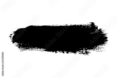 Brush stroke isolated on white background. Black paint brush. Grunge texture stroke line. Art ink dirty design. Border for artistic shape, paintbrush element. Brushstroke graphic. Vector illustration