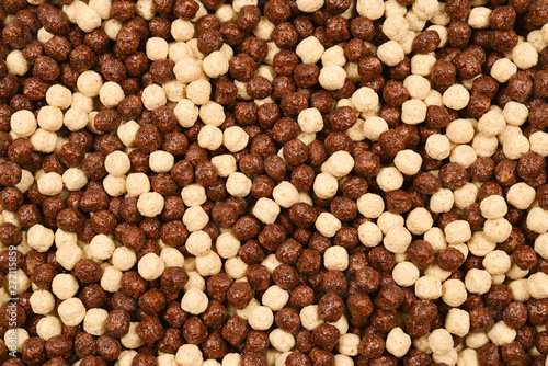 Chocolate corn flakes  as a background.