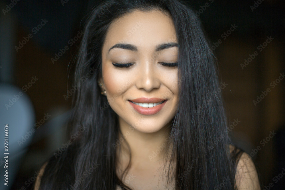 Sensual asian woman with closed eyes. Natural beauty concept Sensual asian woman with closed eyes. Natural beauty concept
