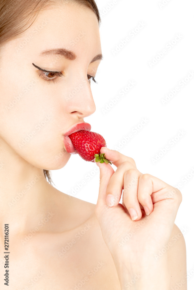 girl with strawberry