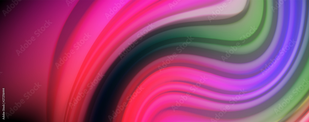Obraz premium Fluid liquid color wave lines, glowing colorful light effect, abstract composition template. Geometric technology abstract pattern. Movement concept