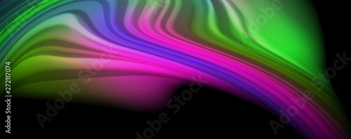 Modern rainbow liquid color flow colorful poster. Wave Liquid shape in black color background. Abstract composition