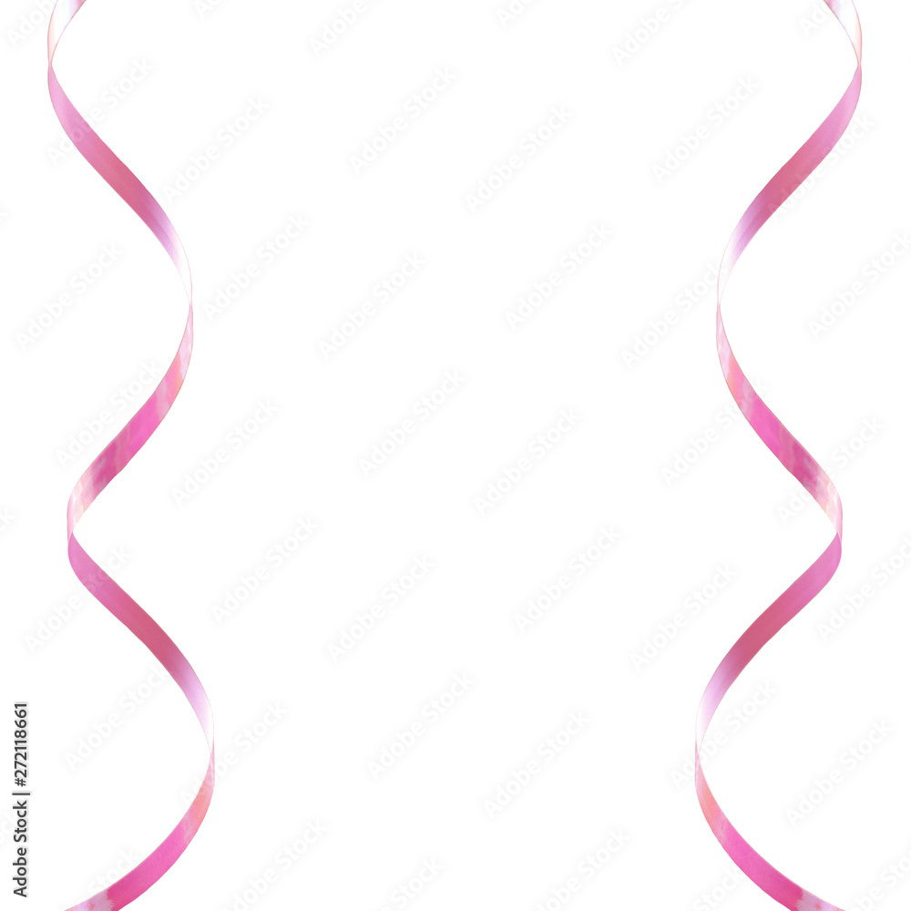 Fototapeta premium Pink carnival party serpentine decoration on white background