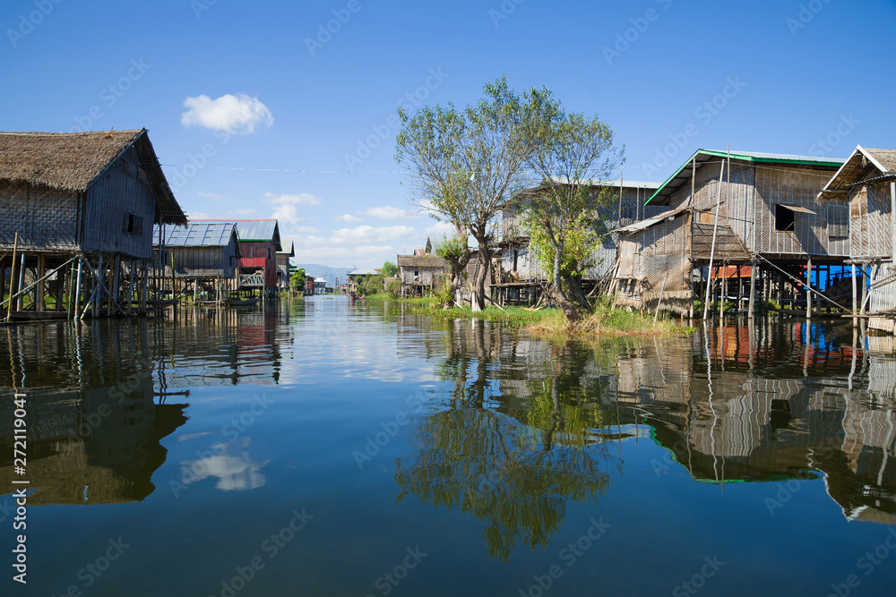 Village street in a fishing village on the Inle Lake. Myanmar (Burma) Village street in a fishing village on the Inle Lake. Myanmar (Burma)