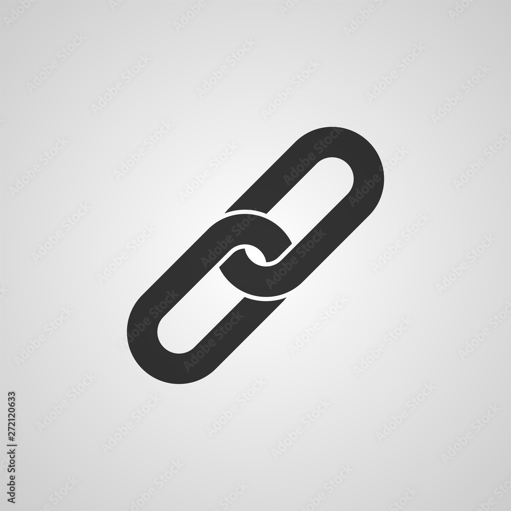 Link icon. Hyperlink chain symbol. Black flat style icon isolated on gray background. Vector illustration Link icon. Hyperlink chain symbol. Black flat style icon isolated on gray background. Vector illustration