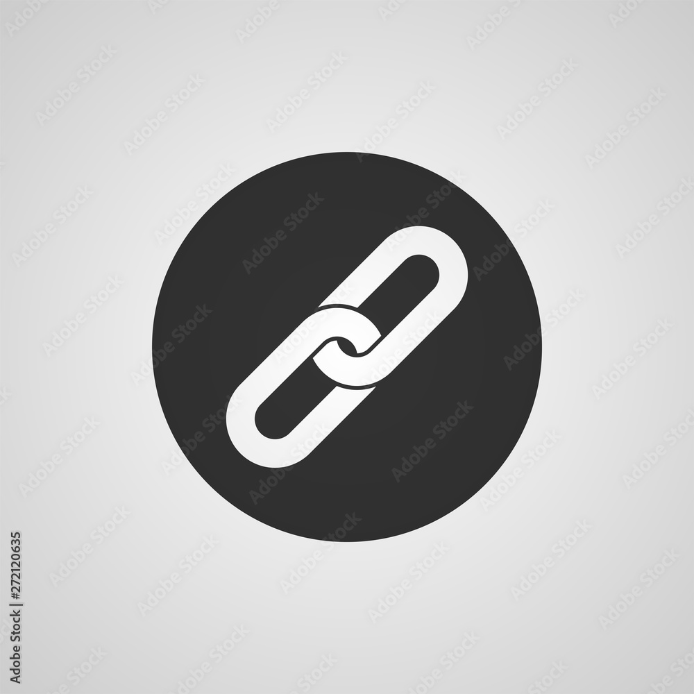 Link icon. Hyperlink chain symbol. Black flat style icon isolated on gray background. Vector illustration Link icon. Hyperlink chain symbol. Black flat style icon isolated on gray background. Vector illustration