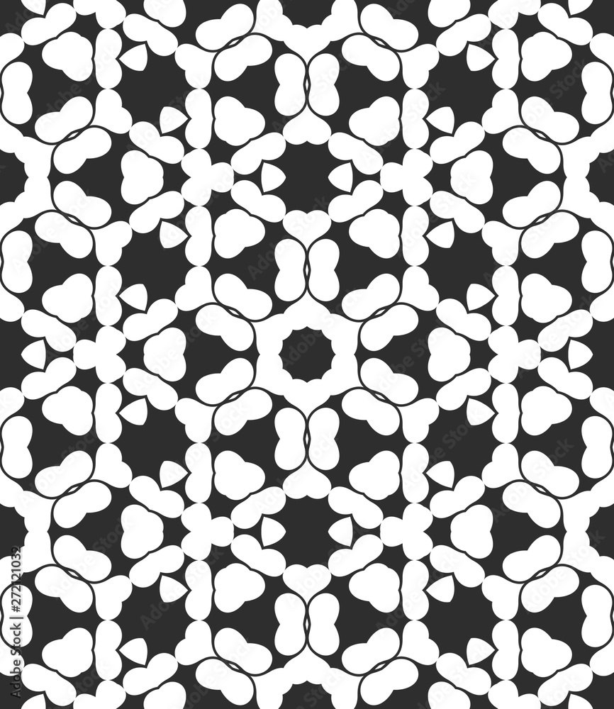 Retro black and white pattern with floral design Retro black and white pattern with floral design