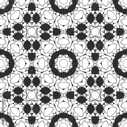 Retro black and white pattern with floral design