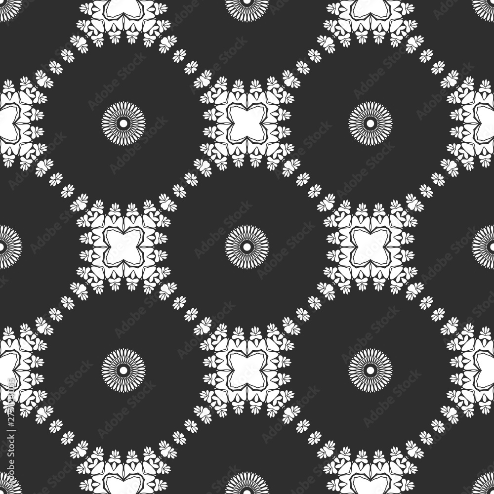 Black and white floral abstract pattern Black and white floral abstract pattern