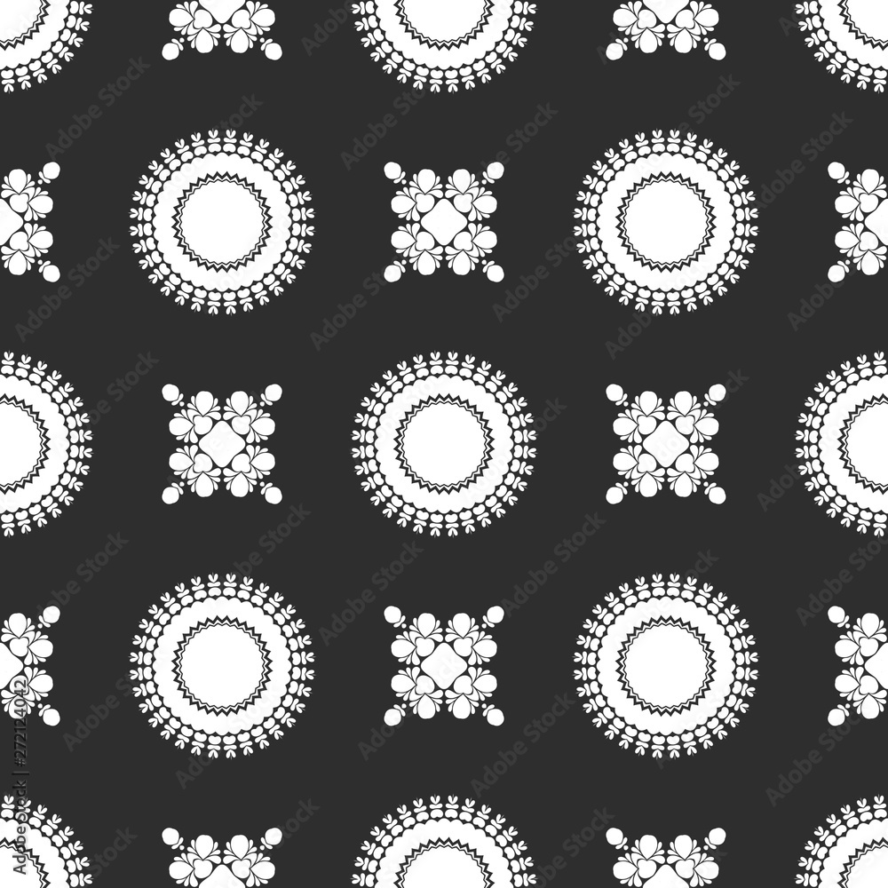 Black and white floral abstract pattern Black and white floral abstract pattern