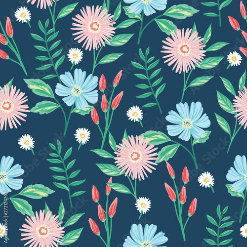 vintage pastel floral seamless pattern