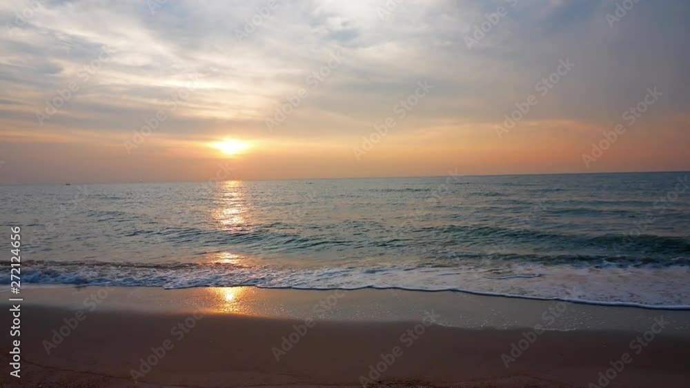 Beautiful tropical beach and sea landscape at sunset time Beautiful tropical beach and sea landscape at sunset time