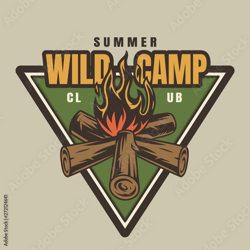 Vintage summer camp colorful logotype