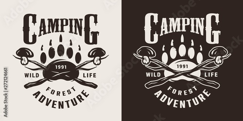 Monochrome camping season logo