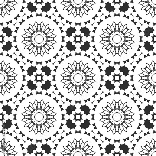 Floral black and white pattern, retro cover design