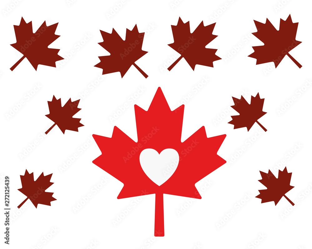 Maple leaf heart and canada symbol design Maple leaf heart and canada symbol design