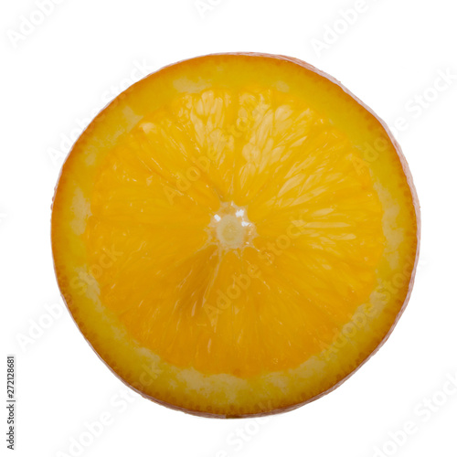 half of orange isolated on white background. top view