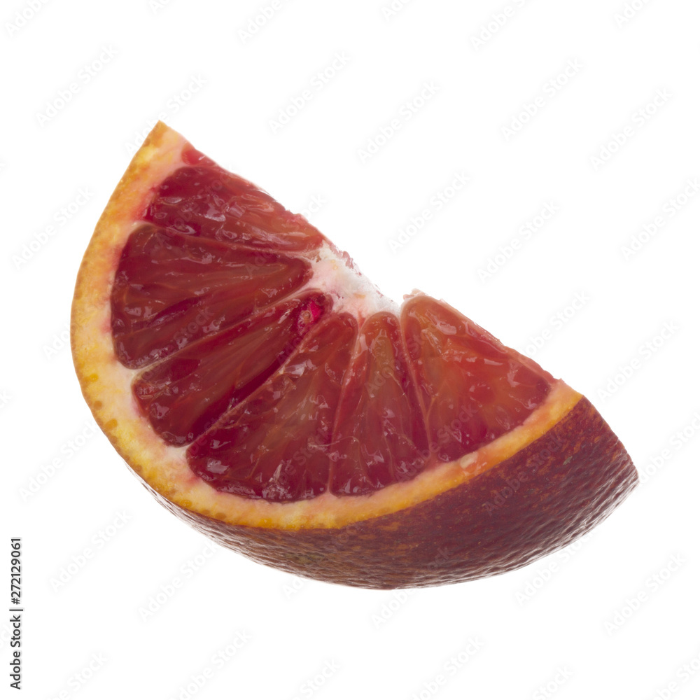 slice of blood red orange isolated on white background