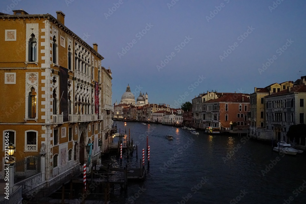 Twilight view over Grand Canal from Academia bridge