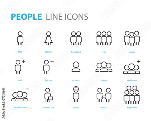 set of people icons user, man, teamwork, friend, social media