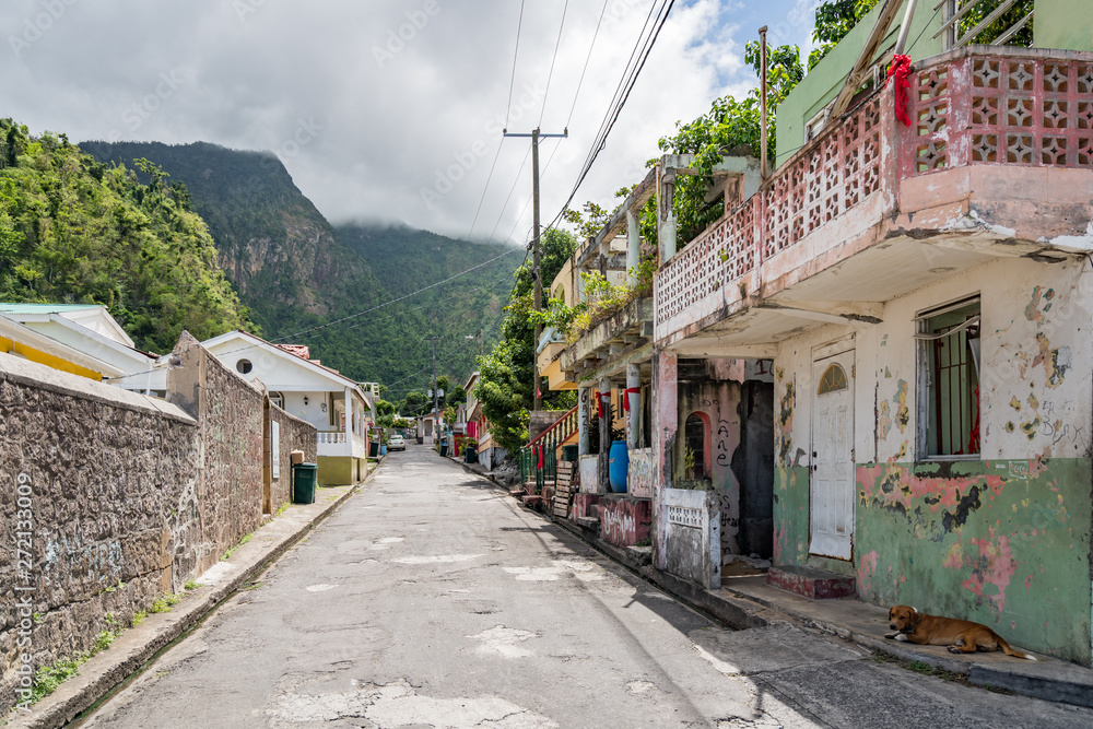 Fototapeta premium Bibble Beach, Soufriere, Views around the caribbean island of Dominica West indies.