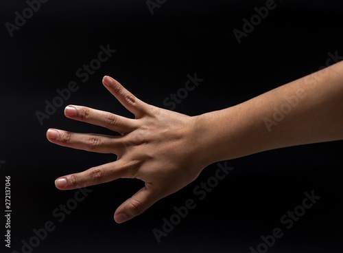 hand on black background