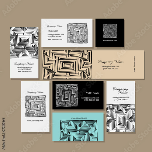 Business cards design, labyrinth square