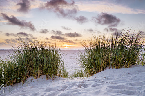 Fototapeta Naklejka Na Ścianę i Meble -  beach dunes Texel Island Netherlands sunset