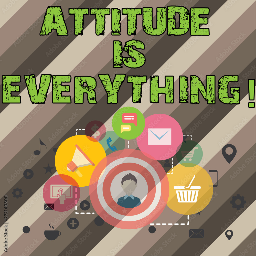 Obraz premium Writing note showing Attitude Is Everything. Business photo showcasing Motivation Inspiration Optimism important to succeed