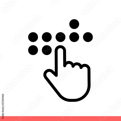 Braille vector icon, blind symbol. Simple, flat design isolated on white background for web or mobile app