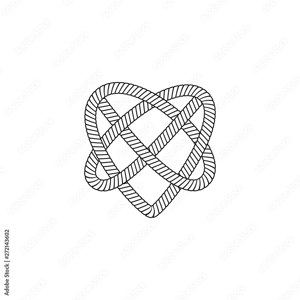Nautical rope knot twisted in the heart shape sketch vector illustration isolated. Nautical rope knot twisted in the heart shape sketch vector illustration isolated.
