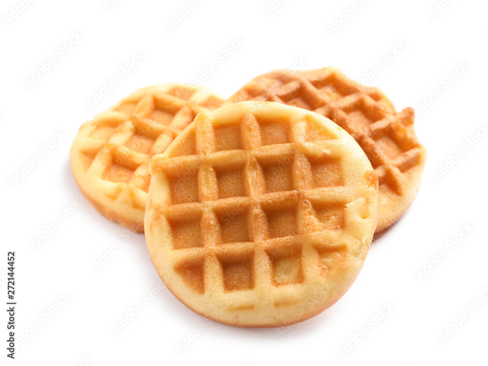 Delicious waffles for breakfast on white background Delicious waffles for breakfast on white background
