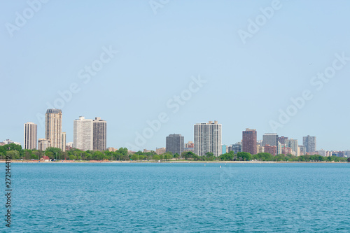 Skyline with Lake Michigan of the Lincoln Park and Lakeview Neighborhoods of Chicago
