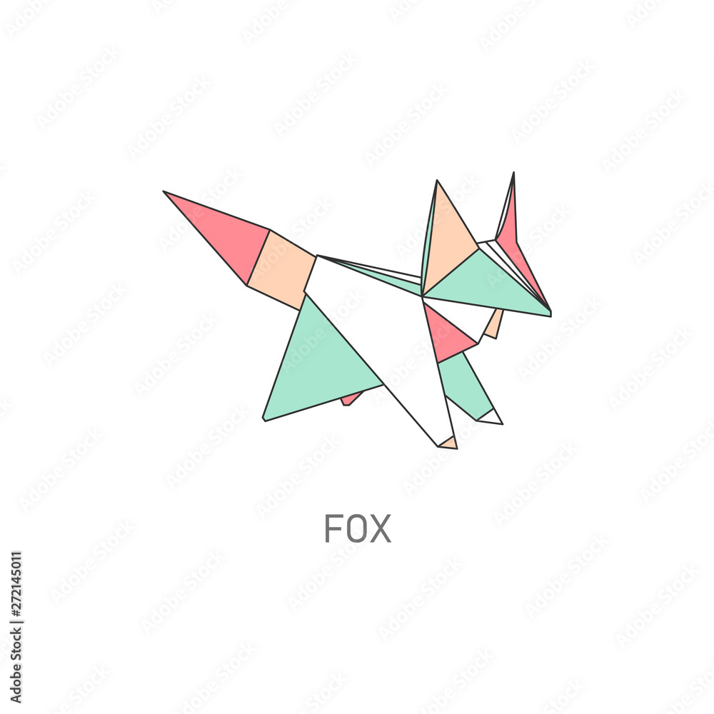 Fox origami figure in geometric flat outline style Fox origami figure in geometric flat outline style