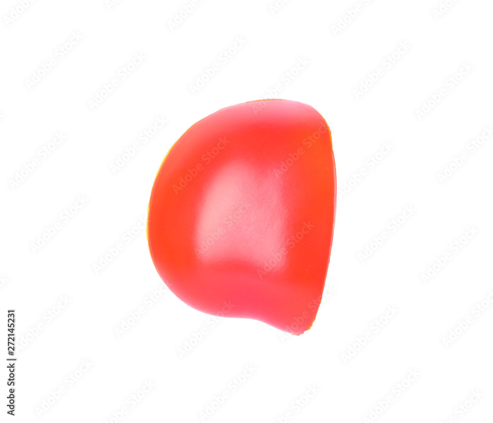 Cut red cherry tomato on white background Cut red cherry tomato on white background