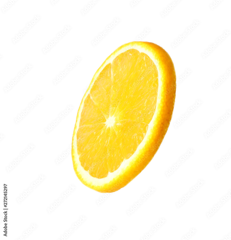 Slice of ripe orange on white background Slice of ripe orange on white background