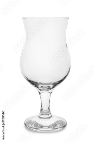 Empty clear cocktail glass on white background