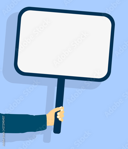 hand holding sign or placard vector illustration