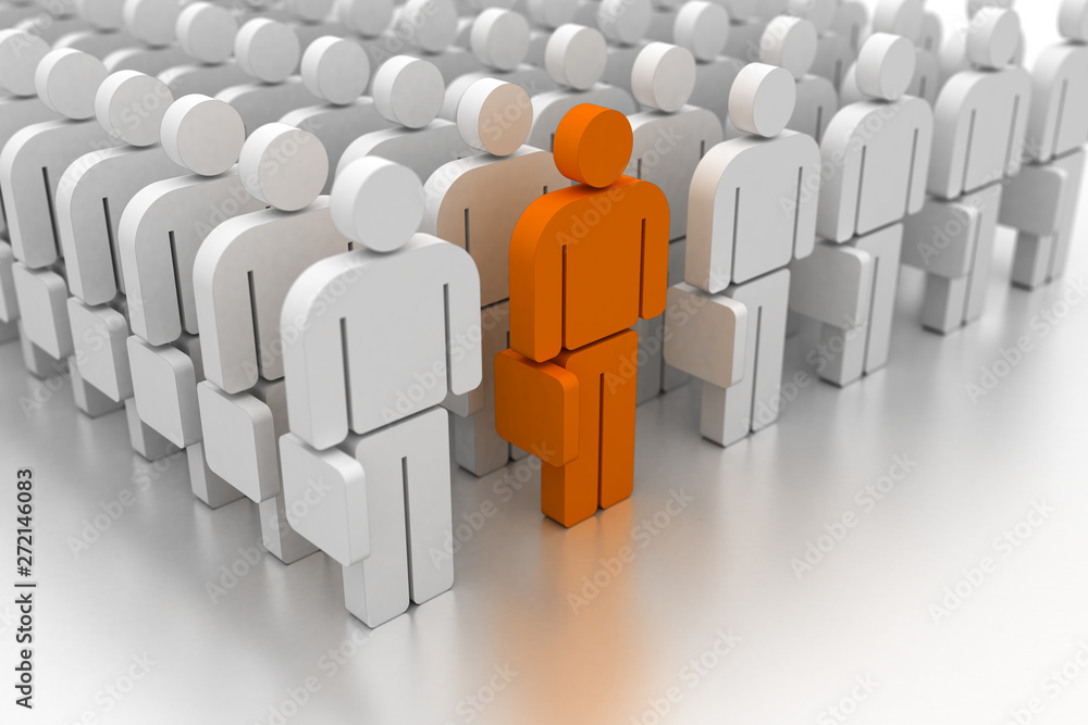 Feeling different: leader and role model, business and teamwork concepts; original 3d rendering Feeling different: leader and role model, business and teamwork concepts; original 3d rendering