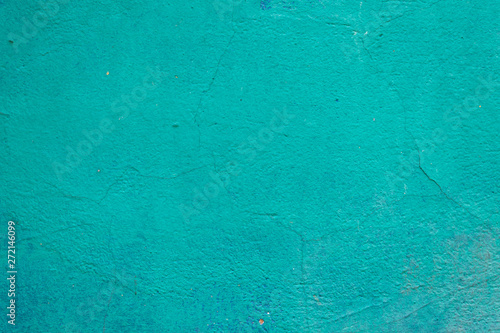 Green Bluish Painted Old Weathered Concrete Wall Texture photo