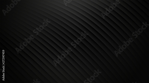Dark background. Black horizontal 3D stripes. Vector illustration.